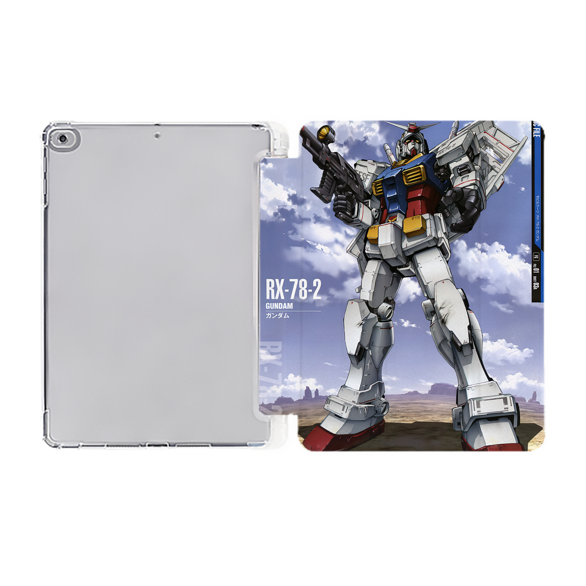 （画像用） 機動戦士ガンダム Mobile Suit Gundam IPad ケース ペン収納付き 三つ折りスタンド PUレザー×シリコン 対応機種9.5/10.5/10.9インチ